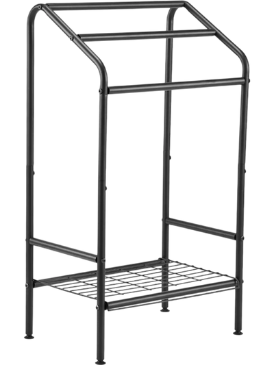 Vevor Towel Rack 3-Bar Outdoor Towel Holder with Bottom Storage for Pool Spa Black New