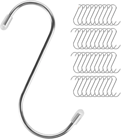 VEVOR S Hooks 40 Pack, 3.4 Inch Metal S Shaped Hangers of 22.05 LBS Load Capacity, Heavy Duty Stainless Steel Hanging Hooks for Hanging Plants, Jeans, Clothes in Garden, Closet, Kitchen, Bathroom