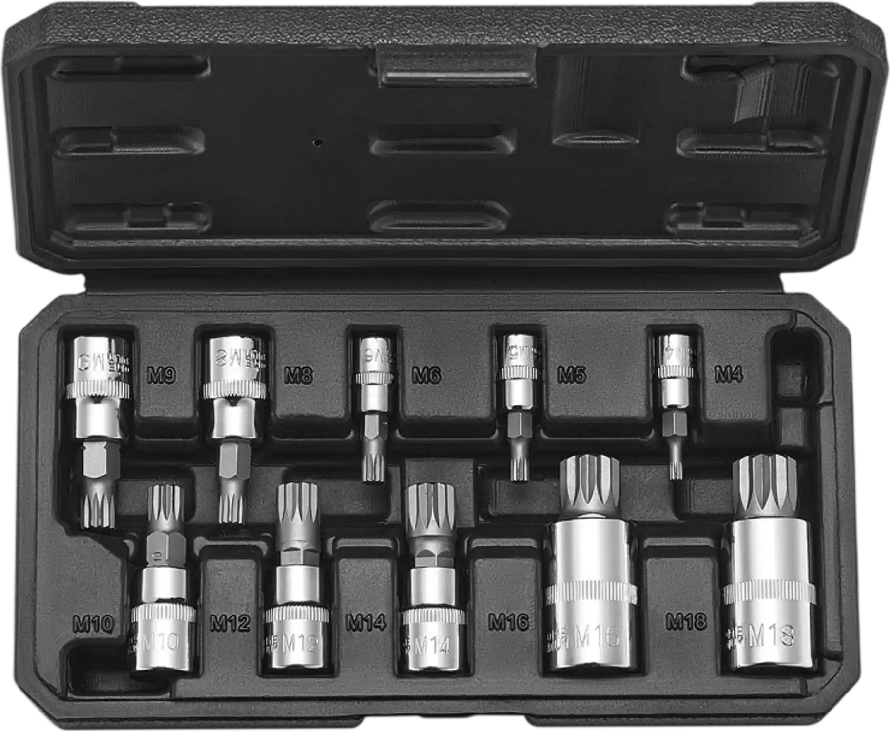 Vevor Socket Set XZN Triple Square Spline Bit 10-Piece M4-M18 Cr-V Steel with Storage Case New