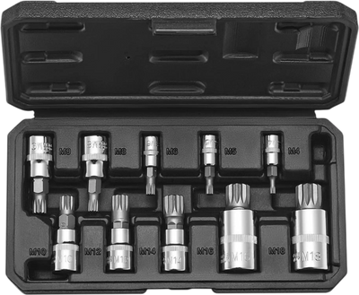 Vevor Socket Set XZN Triple Square Spline Bit 10-Piece M4-M18 Cr-V Steel with Storage Case New