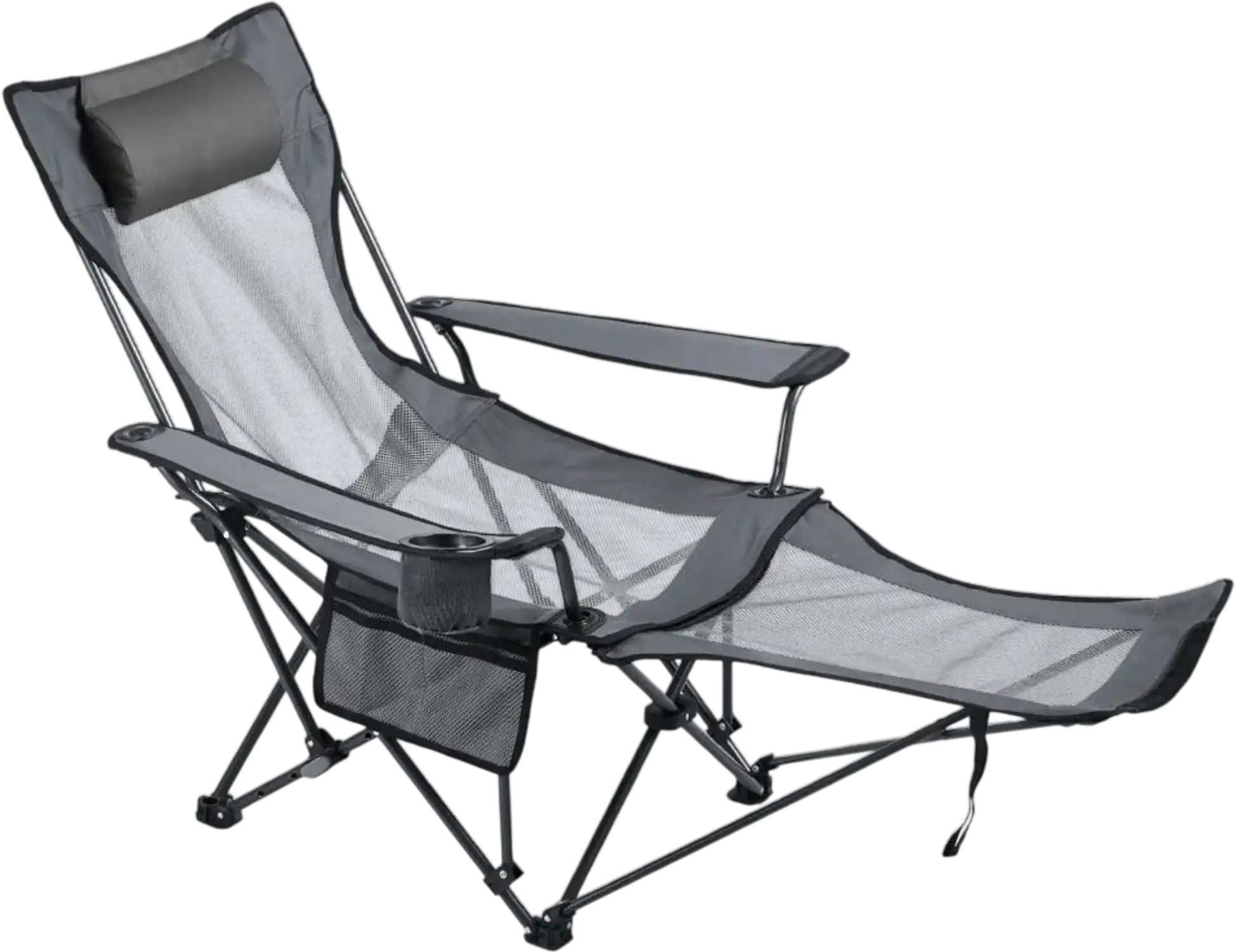 Vevor Reclining Chair Portable Folding Lounger Gray New