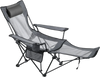 VEVOR Reclining Camping Chair, 4 Adjustable Positions, Portable Folding Lounger for Adults, Mesh Beach Chair with Headrest & Foot Rest, Supports 220 lbs, Heavy Duty Camp Chairs for Patio, Gray