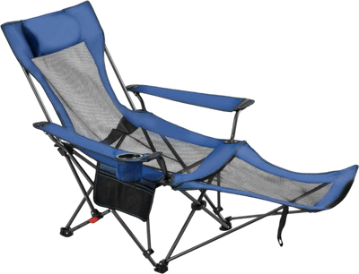 Vevor Reclining Chair Portable Folding Lounger Blue New