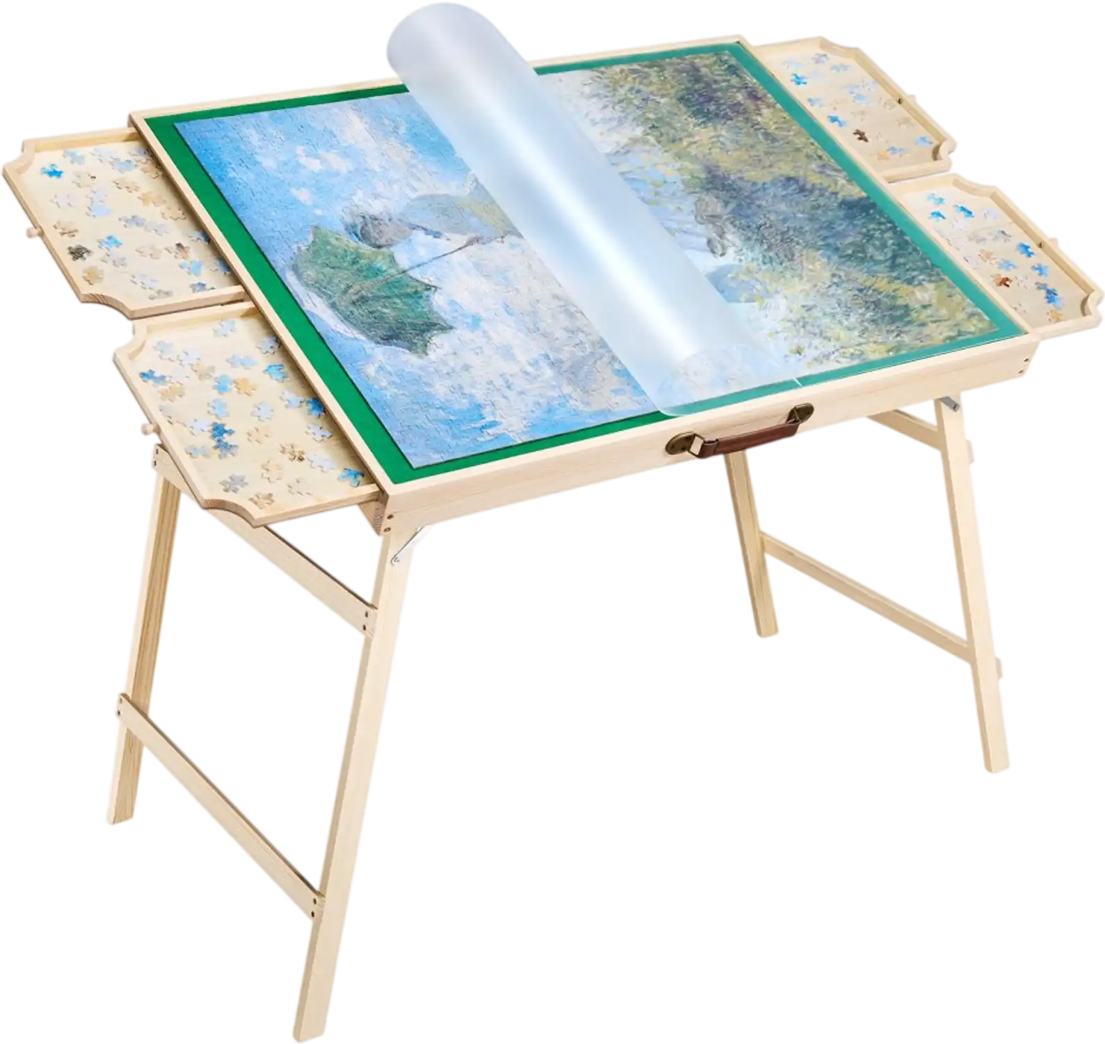 Vevor Puzzle Table 1500-Piece Folding Leg Wooden Board with 4 Drawers 34x25