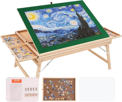 VEVOR 1500 Piece Puzzle Table with Folding Legs, 4 Drawers and Cover, 32.7