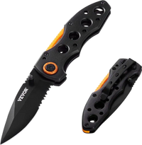 VEVOR Folding Pocket Knife, 3 in/7.6 cm 7Cr17Mov Blade, Aluminum Handle Small EDC Knife with Pocket Clip, Sharp Camping Survival Hiking Knife, 2.8 oz/0.08 kg Easy to Carry for Men Women Self Defense