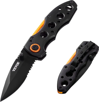 VEVOR Folding Pocket Knife, 3 in/7.6 cm 7Cr17Mov Blade, Aluminum Handle Small EDC Knife with Pocket Clip, Sharp Camping Survival Hiking Knife, 2.8 oz/0.08 kg Easy to Carry for Men Women Self Defense