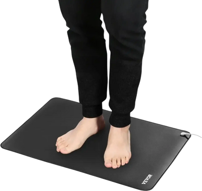 VEVOR Grounding Mat, 24 x 16 in Anti-Slip PU Leather Earthing Mat, with 15 Feet Grounding Cord, Grounding Pad for Feet, Boost Energy, Improve Sleep, Reduce Anxiety at Home Office or Work