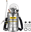 VEVOR 1.5Gal Stainless Steel Sprayer, Set with 16\" Wand& Handle& 3.3FT Reinforced Hose, Hand Pump Sprayer with Pressure Gauge&Safety Valve, Adjustable Nozzle Suitable for Gardening& Sanitizing