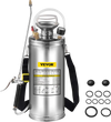 VEVOR 2Gal Stainless Steel Sprayer, Set with 20\" Wand& Handle& 3FT Reinforced Hose, Hand Pump Sprayer with Pressure Gauge&Safety Valve, Adjustable Nozzle Suitable for Gardening and Sanitizing