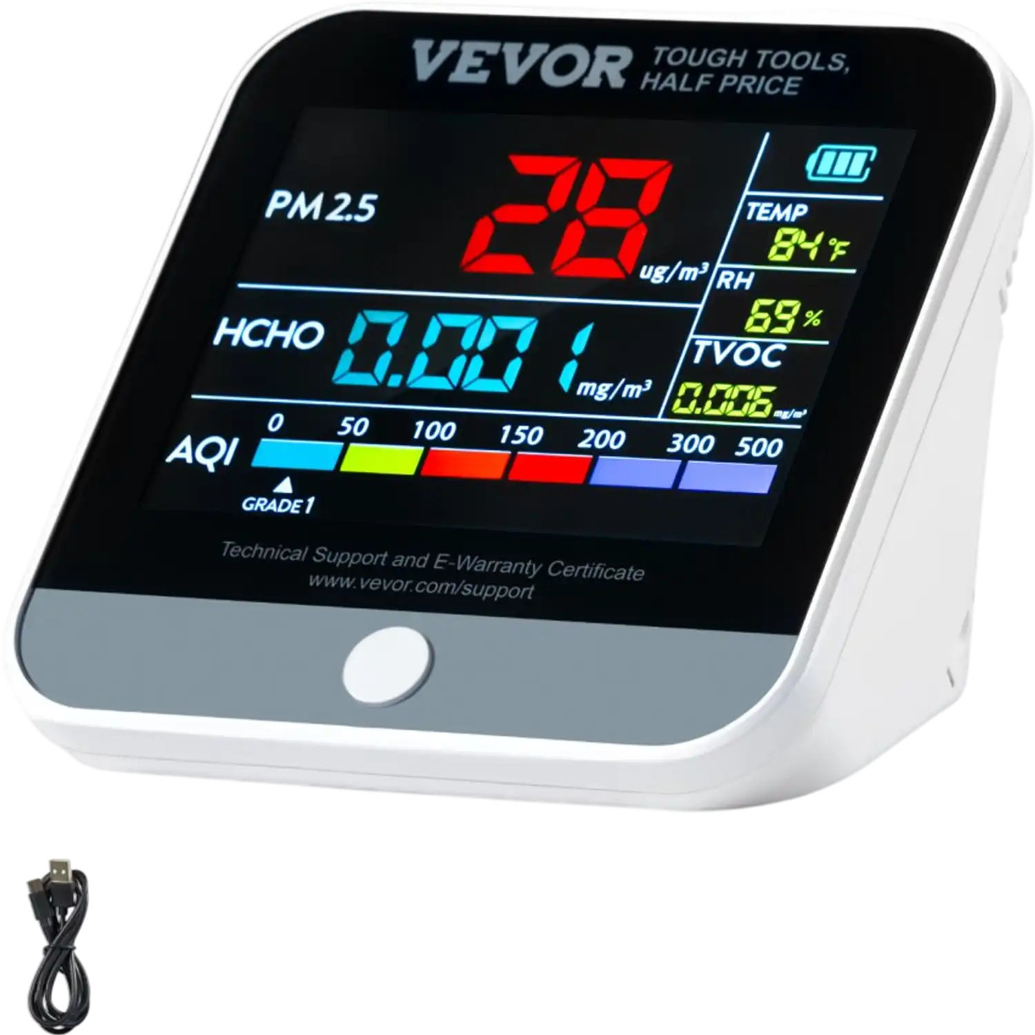 Vevor Air Quality Monitor 8-in-1 Professional PM2.5 PM10 PM1.0 Indoor Outdoor Meter New