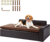 VEVOR Pet Sofa, Dog Couch for Large-Sized Dogs and Cats, Soft Leather Dog Sofa Bed, 110 lbs Loading Cat Sofa, Brown