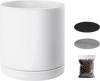 VEVOR Plant Pot, 12-Inch Large Cylinder Planter with Drainage Holes, Non-Slip Pads & Detachable Saucer, Modern Ceramic Flower Pots, Indoor and Outdoor Tree Planter Pot, Home & Office Decorations