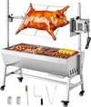 VEVOR Rotisserie Grill, 38W BBQ Outdoor Pig & Lamb Spit Roaster, Charcoal Spit Roaster with 132 LBS Capacity, Wheels & 7-Level Height, Stainless Steel Electric Rotisserie Grill Kit for Camping Outdoor