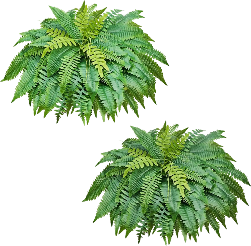 VEVOR Artificial Ferns, 45 Inch Fake Boston Fern Bush Plant with 63 Fronds, Faux Greenery for Indoor/Outdoor Decor, Silk & LDPE, Suitable for Home Porch Garden Office Living Room Planter, Set of 2