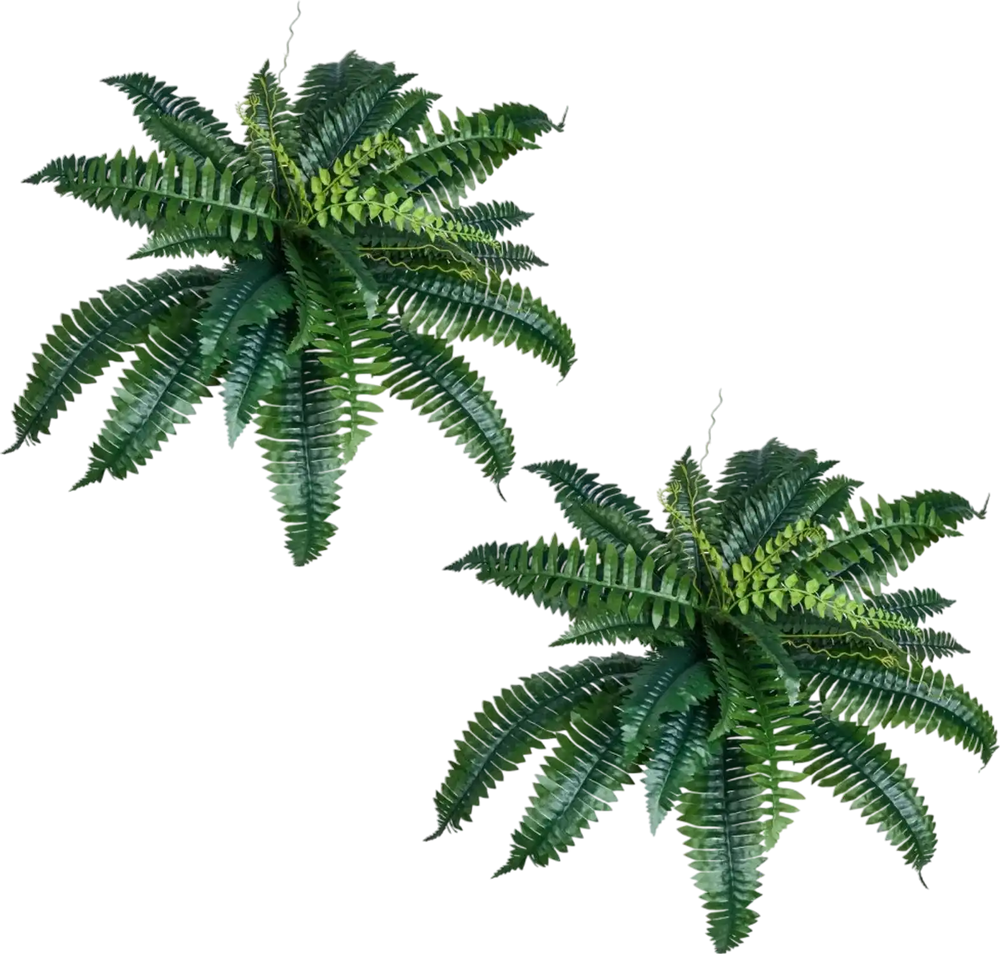 VEVOR Artificial Ferns 2 Pcs, Natural Spread Diameter 31-34 Inch, Large Hanging Artificial Boston Ferns, Fake Plant Wall Decor with 30 Branches, Faux Fern for Home and Office (Flowerpot Unincluded)