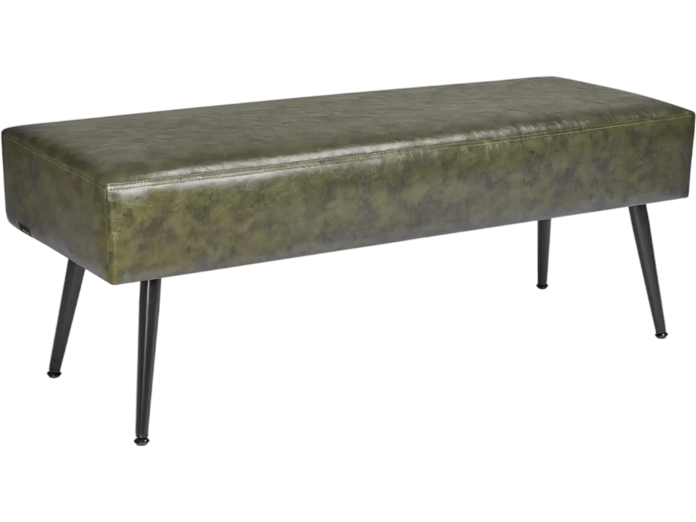 VEVOR Leather Bedroom Bench, PU Leather Bench with Metal Legs and with Stitching for Entryway, Upholstered Shoe Bench Seat, Modern End of the Bed Benches for Living Room, Dining Room, Hallway, Green