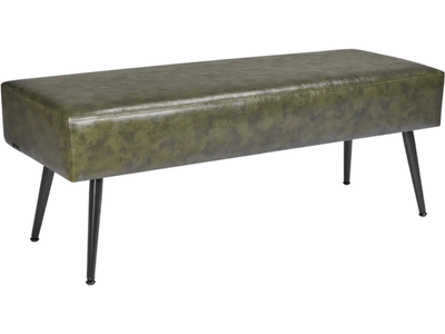 VEVOR Leather Bedroom Bench, PU Leather Bench with Metal Legs and with Stitching for Entryway, Upholstered Shoe Bench Seat, Modern End of the Bed Benches for Living Room, Dining Room, Hallway, Green