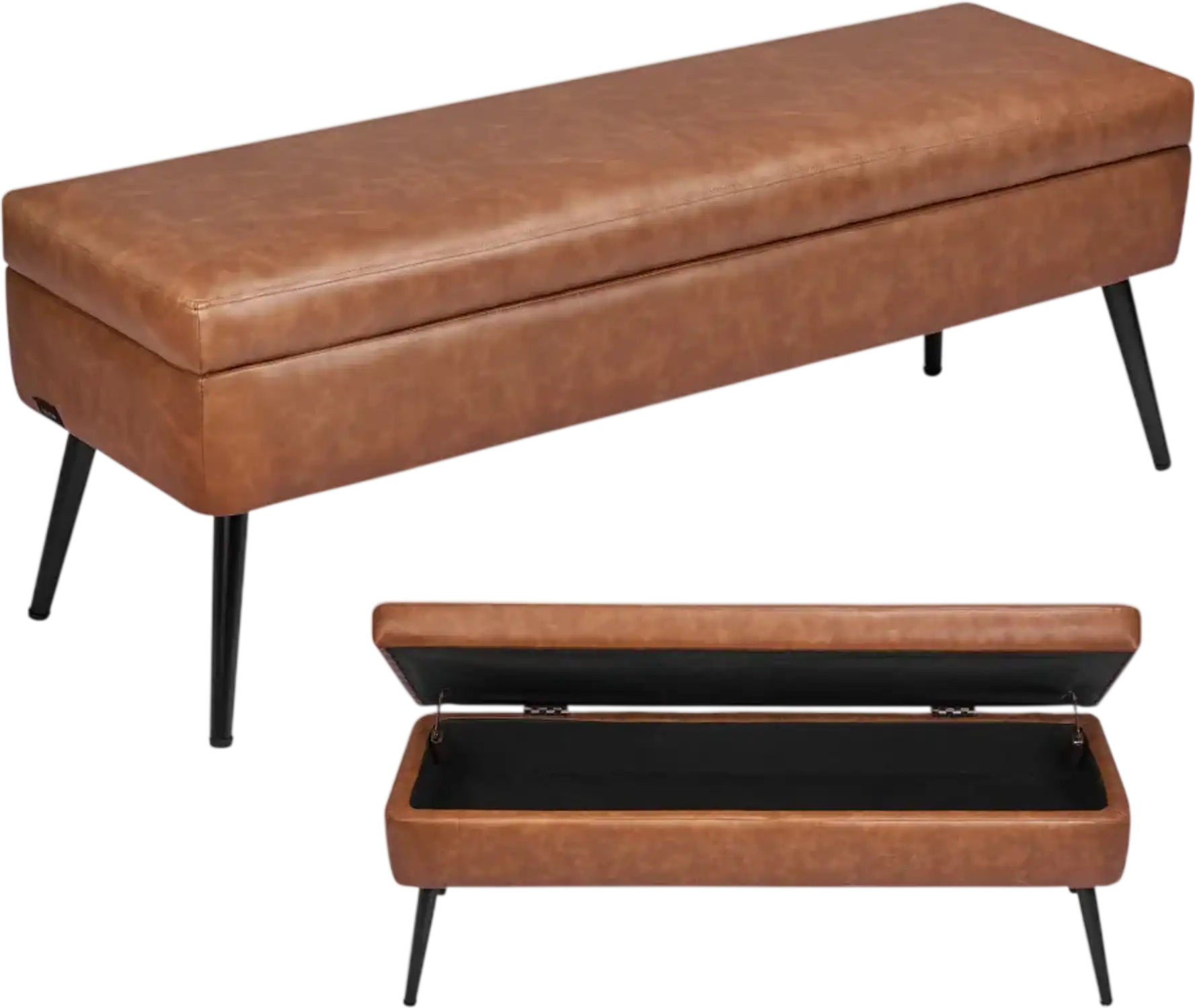Vevor Storage Bench Leather Ottoman with Hidden Storage Brown New