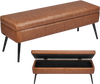VEVOR Leather Storage Ottoman Bench, PU Leather Bench with Storage and Metal Legs, Modern Shoe Benches Seat for Entryway, Upholstered End of Bed Benches for Living Room, Dining Room, Hallway, Brown