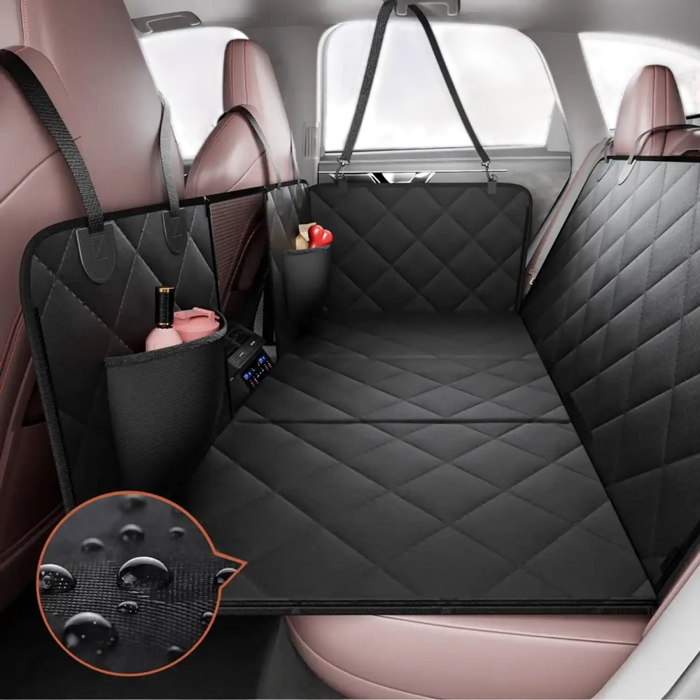 VEVOR Back Seat Extender for Dogs,Dog Hammock for Car Back seat, Dog Car Seat Cover with Hard Bottom Dog Car Seat Bed 53"x24.8" ,Supports 350lb with Mesh Window and Storage Pocket for Car, SUV,Truck