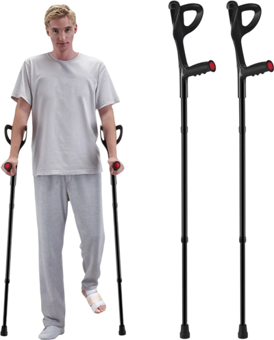 VEVOR Forearm Crutches for Adults, Folding Walking Forearm Crutches with 10-Level Adjustable Height, Lightweight Aluminum Medical Crutches with Open Cuff for Leg Injury Surgery Disabled, 1 Pair 350LBS