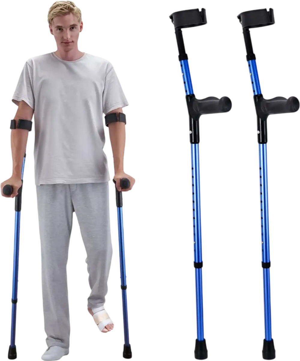 VEVOR Forearm Crutches for Adults, 11-Level Height Adjustable Walking Crutches with 4-Level Upper Cuff, Lightweight Aluminum Medical Support Crutches for Leg Injury Surgery Disabled, 1 Pair (350LBS)