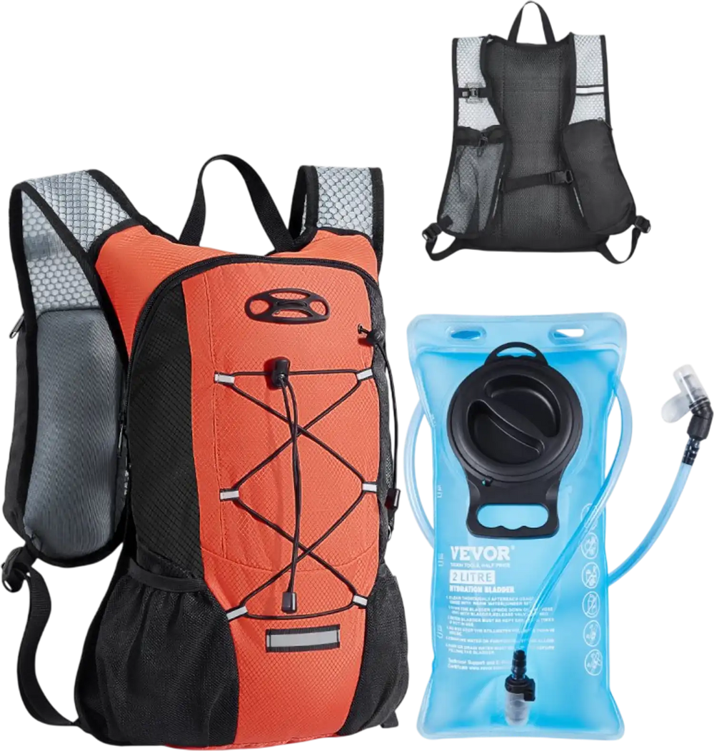 VEVOR Hydration Backpack with 2L TPU Water Bladder, Hydration Pack Backpack, Lightweight Hiking Water Backpack for Men Women, Hydro Water Daypack for Hiking, Running, Cycling, Camping & Rave