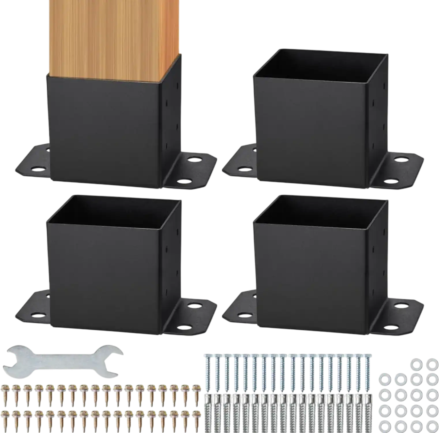 Vevor Post Base 6x6 4-Piece Heavy Duty Matte Black Brackets New