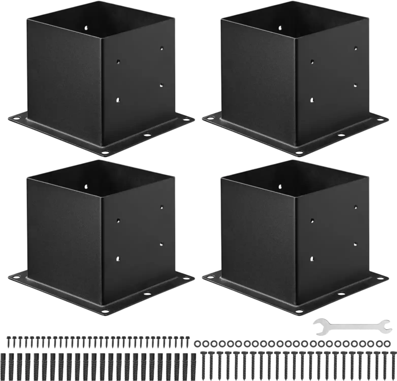 Vevor Post Base Bracket 4-Pack 4x4 Heavy-Duty Carbon Steel for Wood Posts New