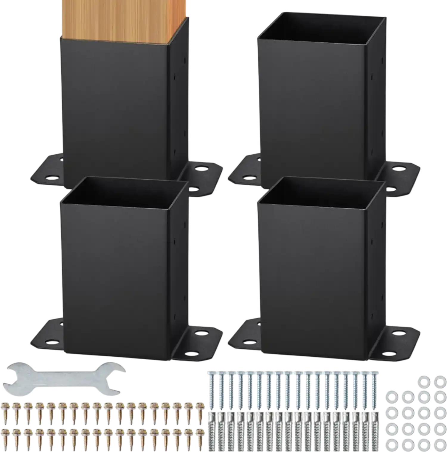 Vevor Post Base 4x4 4-Pc Heavy-Duty Matte Black Wood Post Brackets New