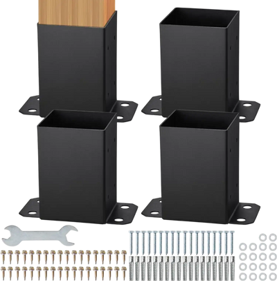 Vevor Post Base 4x4 4-Pc Heavy-Duty Matte Black Wood Post Brackets New