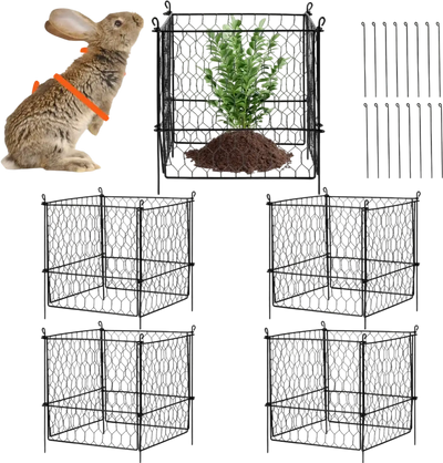 VEVOR 4 Pack Plant Protector from Animals, 13.4'' x 13.4'' Chicken Wire Plant Protector, Plant Cages for Outdoor Plants, Flowers & Vegetables, Keeps Bunny Chicken Squirrels Out, 16pcs Metal Mesh