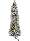 VEVOR Christmas Tree, 6ft Prelit Flocked Artificial Tree, Full Holiday Xmas Deco Trees with 240 Colorful LED Lights, 11 Lighting Modes & 635 Branch Tips for Home Party Office Decoration