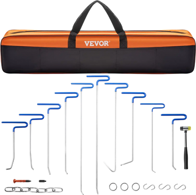 VEVOR Rods Dent Removal Kit, 20 Pcs Paintless Dent Repair Rods, Stainless Steel Dent Rods, Whale Tail Dent Repair Tools, Professional Hail Dent Removal Tool For Minor Dents, Door Dings And Hail Damage