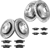 VEVOR Front & Rear Brake Kit Ceramic Brake Pads and Drilled Slotted Rotors, Compatible with 2011-2020 Dodge Durango 3.6L, 2011-2014 Jeep Grand Cherokee 3.6L 5.7L, 2015-2020 Jeep Grand Cherokee 3.6L