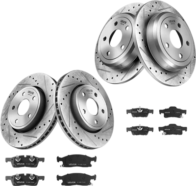 Vevor Brake Kit Front & Rear Ceramic Brake Pads and Drilled Slotted Rotors New