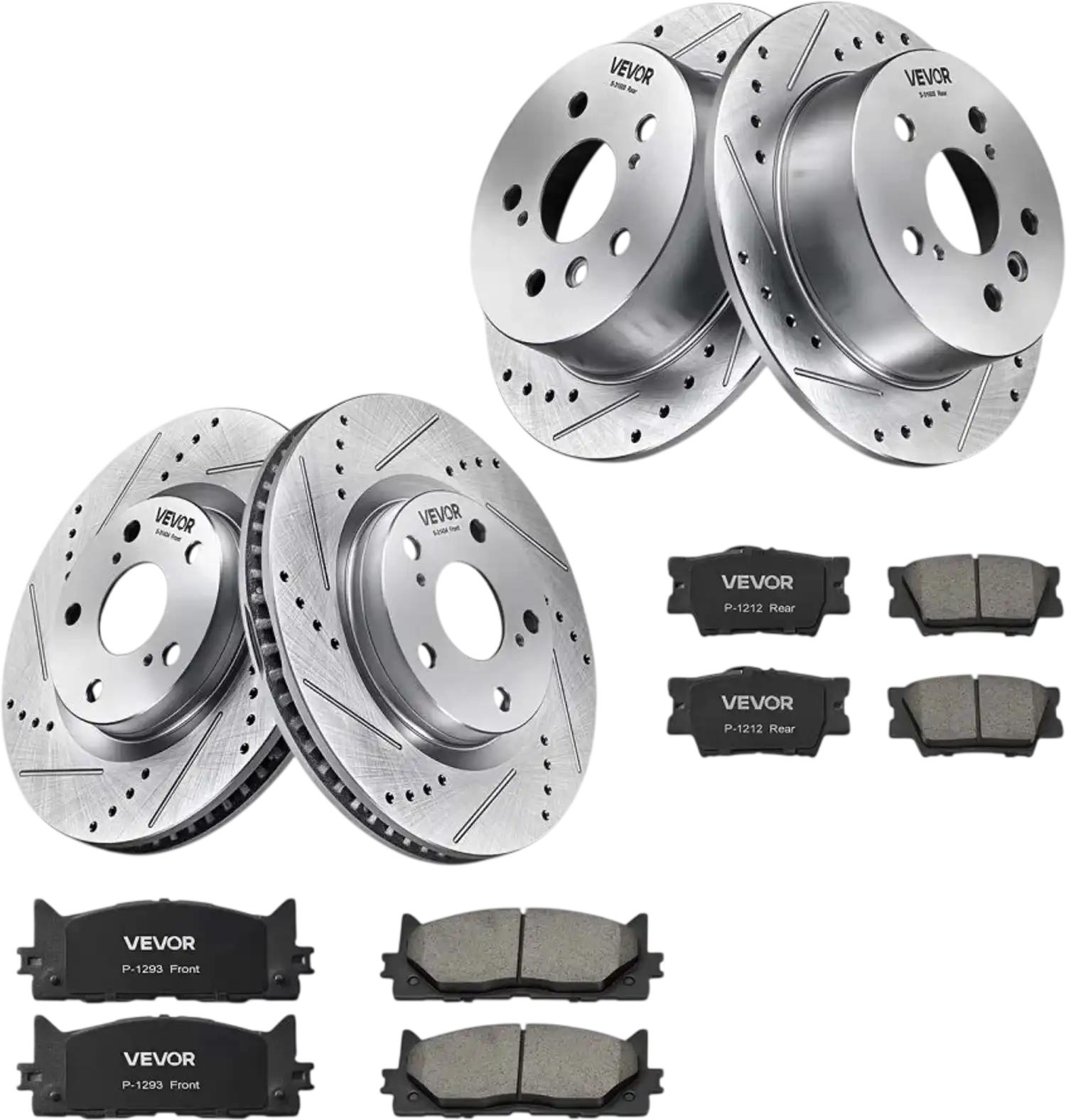 Vevor Front and Rear Brake Kit Ceramic Brake Pads and Drilled Slotted Rotors for Toyota Camry Avalon Lexus ES New