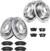 VEVOR Front & Rear Brake Kit Compatible with 2012-2016 Honda CR-V (AWD), Cast Iron Drilled and Slotted Brake Rotors, Ceramic Brake Pads Replacement Kit, 11.65" Front Rotors and 12" Rear Rotors