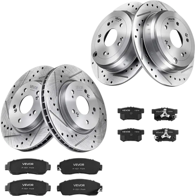 Vevor Brake Kit Front & Rear Honda CR-V AWD Drilled & Slotted Rotors Ceramic Pads 2012-2016 New