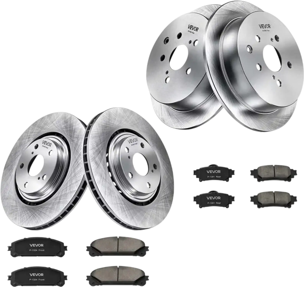 VEVOR Front & Rear Brake Kit Ceramic Brake Pads & Hollow Brake Rotors Kit, Compatible with 2010-2015 Lexus RX350, 2010-2015 Lexus RX450H, 2015-2019 Toyota Highlander, 2011-2020 Toyota Sienna