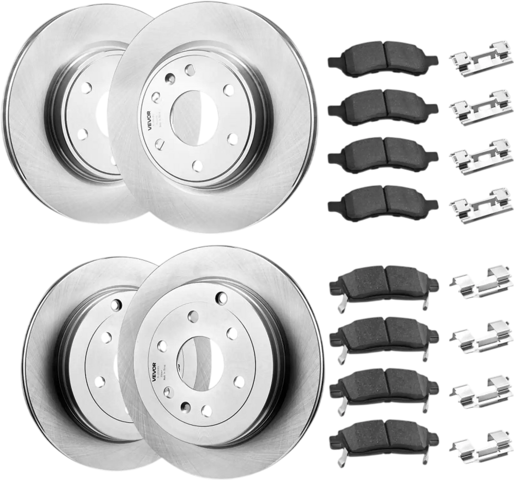 VEVOR Front & Rear Brake Kit Compatible with 2008-2017 Buick Enclave, 2009-2017 Chevrolet Traverse/2007-2010 Saturn Outlook, 2007-2016 GMC Acadia/2017 GMC Acadia Limited, Hollow Brake Rotors Pads Kit