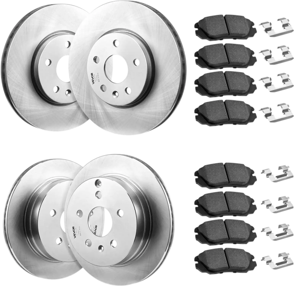 VEVOR Front and Rear Brake Kit Compatible with 2010-2017 Chevrolet Equinox, 2010-2017 GMC Terrain, Hollow Brake Rotors Ceramic Brake Pads Replacement Kit, 12.7 in Front Rotors, 12 in Rear Rotors
