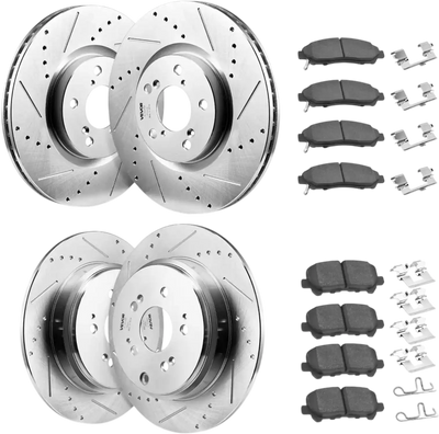 Vevor Brake Kit Front and Rear Ceramic Drilled and Slotted Rotors for Acura MDX ZDX Honda Pilot New