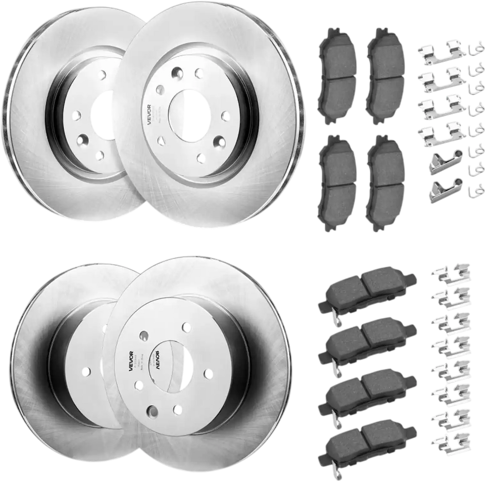 VEVOR Front and Rear Brake Kit Compatible with 2014-2015 Nissan Rogue (2 Row Seating; 11.65 inch (296mm) Front Outer Diameter), Hollow Structure Brake Rotors Ceramic Brake Pads Replacement Kit