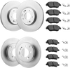 VEVOR Front & Rear Brake Kit Compatible with 2011-2014 Hyundai Sonata, 2015 Hyundai Sonata (Hybrid, Hybrid Limited; Non-Turbo; Models w/Manual Parking Brake), Hollow Brake Rotors & Solid Rear Rotors