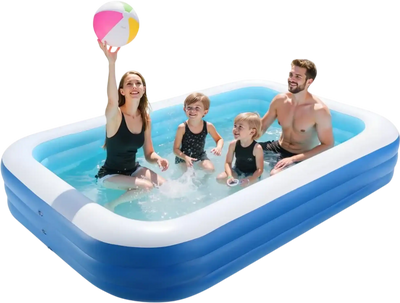 VEVOR Inflatable Pool, 118 x 67 x 20 inch Large Inflatable Swimming Pool, Family Large Swimming Pools with Repair Patches, Blow Up Pools for Kids, Adults, Family, Indoor Outdoor, Summer Water Party
