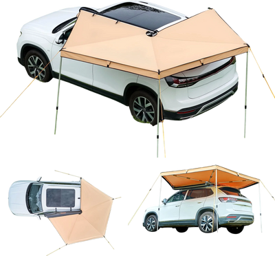 VEVOR 270 Degree Awning, 52 sq.ft Driver Side Vehicle Awning, Waterproof UV50+ Car Side Awnings with Carry Bag, All-Weather Free-Standing Overland Awnings Car Shelter for SUV Van Truck Camping