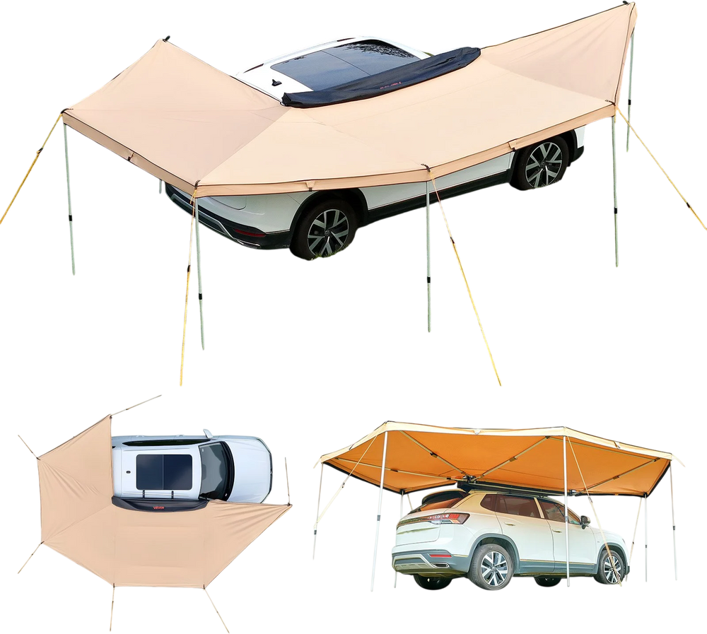 VEVOR 270 Degree Awning, 133 sq.ft Driver Side Vehicle Awning, Waterproof UV50+ Car Side Awnings with Carry Bag, All-Weather Free-Standing Overland Awnings Car Shelter for SUV Van Truck Camping