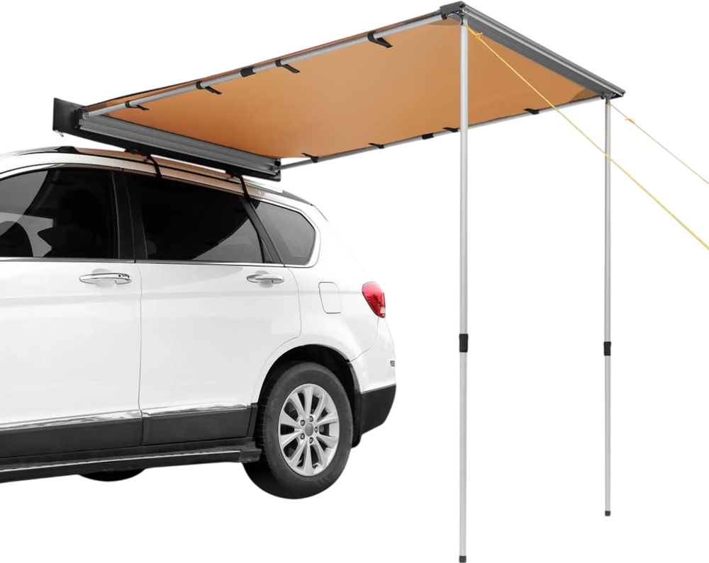 VEVOR Car Side Awning, Large 6.6' x 8.2' Shade Coverage Vehicle Awning, PU3000mm UV50+ Retractable Car Awning with Waterproof Storage Bag, Height Adjustable, Suitable for Truck, SUV, Van, Campers